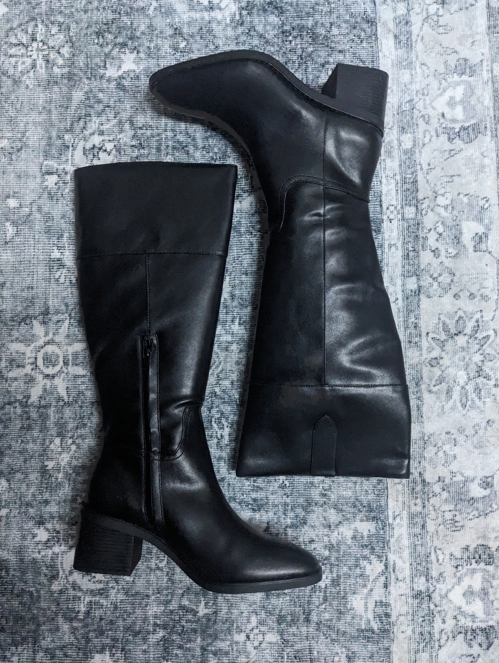 DREAM PAIRS Black faux Leather Knee Boots Size 11